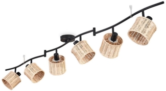 hofstein Deckenleuchte Deckenlampe aus Metall/Korbgeflecht/Rattan in Schwarz/Naturfarben, ohne Leuchtmittel, mit verstellbaren Strahlern, 6 x E14, ohne Leuchtmittel