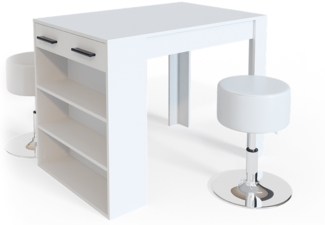 Esstisch-Set Repose Weiß 67 x 100 cm mit 2 Hockern Vicco