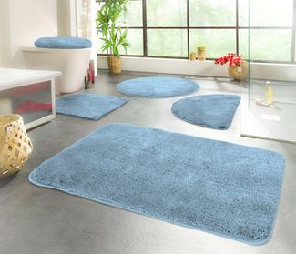 KiNZLER Badematte Chaozhou, Höhe 20 mm, rutschhemmend beschichtet, fußbodenheizungsgeeignet, Polyester, rechteckig, 2er-Set rechteckig 55x50 cm / rechteckig 50x80 cm, Badteppich, Uni Farben, weich, als rechteckig, rund & Set erhältlich