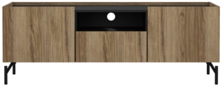 Calicosy 'BILLIE' TV-Möbel mit 2 Türen 1 Schublade Dekor in Holz und mattem Schwarz, L147 cm - Schwarz