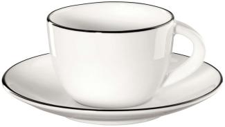 ASA Selection Ligne Noire Espressotasse mit Untere / Untertasse, Schwarze Linie, Fine Bone China, Warmes Weiß, 70 ml, 1930113