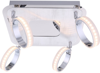 LED Deckenleuchte in chrom, Einlage Aluminium Globo IDAHO