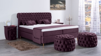 Meisterbetten Boxspringbett Lisa 200x220 in VS-Brombeere, Matratzenbezug Nano, Ergoflex-Topper