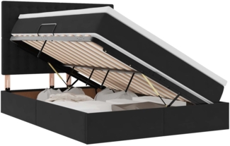 vidaXL Bett mit Stauraum und LED mit LED Schwarz 140 x 200 cm Samt 3372791