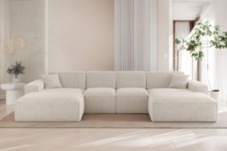 Wohnlandschaft Sofa U-Form CELES PREMIUM XS in Stoff Sven Altweiß