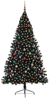 vidaXL Künstlicher vorbeleuchteter Weihnachtsbaum Schwarz 210 cm PVC 3397162