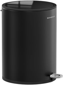 SONGMICS Kosmetikeimer, 6 Liter, Mülleimer Bad, Kleiner Abfalleimer mit Deckel, Softclose, herausnehmbarer Inneneimer aus Kunststoff, für Badezimmer, Büro, Stahl, tintenschwarz LTB012BZ01
