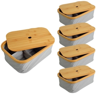 Bambuskorb Aufbewahrungskorb 6fach Unterteilung 5er Set faltbar Aufbewahrungsbox