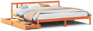 vidaXL Massivholzbett ohne Matratze Wachsbraun 200x200 Kiefernholz 3301497