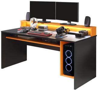 Schreibtisch >Tamas< in schwarz/orange - 160x94x69cm (BxHxT)