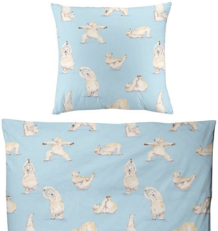 Carpe Sonno Bettwäsche Biber Bettwäsche 135x200 155x220 Tiere Winter Weihnachten Flanell Blau, Biber, 2 teilig, Bettbezug Yoga Bär 100% Baumwolle Kuschelig warm 155 x 220