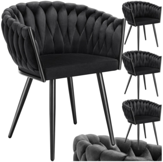 tectake Esszimmerstuhl Küchenstuhl Astano, Belastbarkeit 120 kg, schwarz (Set, 4 St), Extra feiner Samtbezug für ein superweiches Sitzerlebnis