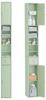SoBuy Badkommode BZR34-II, Badschrank schmal, Badezimmermöbel, Wasserabweisender, Badzimmerschrank mit verstellbare Ablagen Badkommode schmal Badezimmer