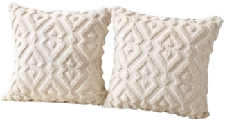 FELIXLEO Kissenbezüge Kissenbezüge Weicher Plüsch Geometrische Creme Beige 45x45cm 2er