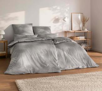 Estella Mako-Satin Bettwäsche 155x220 Candela grau Feuerwerk silber 7599-810