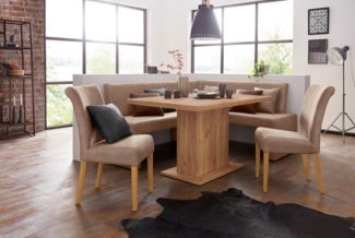 Home affaire 4-Fußstuhl Barcelona (Set, 2 St), Stuhlbeine aus Massivholz, Sitz und Rücken gepolstert