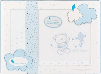 Korallenfleece Bettwäsche Set für Babywiege - Modell "Baby Love" in Weiß und blau