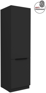 Küchen Hochschrank 60 cm Küche ARIA Schwarz ultra matt + Schwarz matt, hochwertige Fronten mit Anti Fingerprint Beschichtung, Soft-Close Küchenzeile Küchenblock