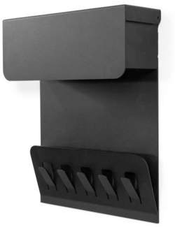 Wandgarderobe KEEPER Schwarz Garderobe 5 Haken und Klappe, von Spinder