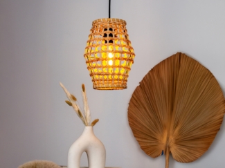 ECO Light 9520 S1 RT CAPELLA Pendelleuchte 1-flammig Rattan natur