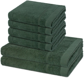Ross Rubin 6 tlg. Frottier-Set - 4 X Handtuch (50 X 100cm), 2 X Duschtuch (70 X 140cm) - 480 - Tannengrün