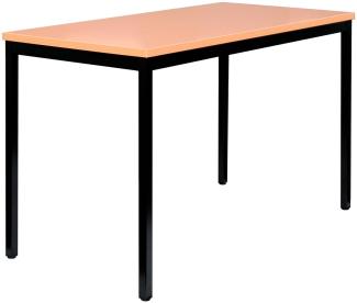 Schreibtisch Profi Besprechungstisch Büromöbel Verkaufstisch Computertisch 120 x 60 cm RAL 9005 Schwarz/Buche Dekor 331021