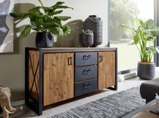 Sideboard 150x80xcm 'Montreux' Akazie & Metall schwarz