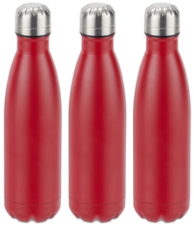 3 x Trinkflasche Edelstahl rot