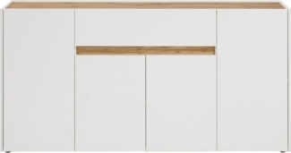 Sideboard 170x87 cm Eiche Weiss 4-türig + Doppelschubkasten BOSTON