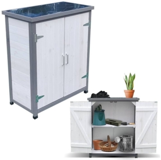 Gartenschrank, weiß/grau 75 cm × 40 cm × 90 cm