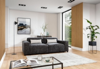 Sofa Designersofa ROMY 2-Sitzer in Stoff Enjoy Me Grafit