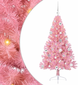 vidaXL Künstlicher vorbeleuchteter Weihnachtsbaum Rosa 150 cm PVC 3397068