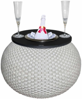 COOTAB Cooler Table MILANO Beistelltisch mit Edelstahl-Kühler - Champagner/Schwarz