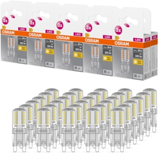 OSRAM BASE LED Lampe PIN, Pinlampe mit G9 Sockel, 2,60 W, Ersatz für 30W-Glühbirne, Warmweiß (2700K), 10er-Pack