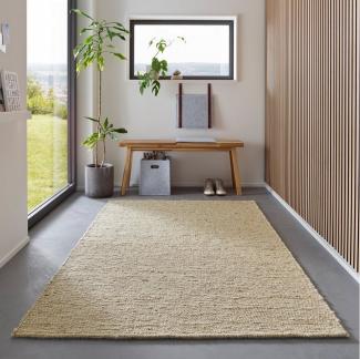 TaCa Home Wollteppich Hand-Webteppich, rechteckig, Höhe: 13 mm, Hand-Web gewalkt Wohnzimmer Schlafzimmer 090x160cm