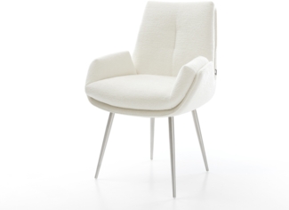 Esszimmerstuhl Clea-Flex Bouclé Soft Beige 4-Fuß konisch Edelstahl