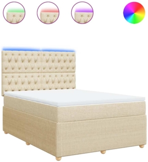 vidaXL Boxspringbett mit Matratze Creme 160x200 cm Stoff 3294419
