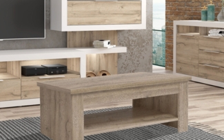 Couchtisch Wohnzimmertisch Beistelltisch 110x65cm weiß bianco eiche