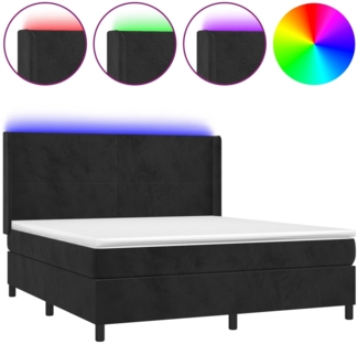 vidaXL Boxspringbett mit Matratze & LED Schwarz 160x200 cm Samt 3139453