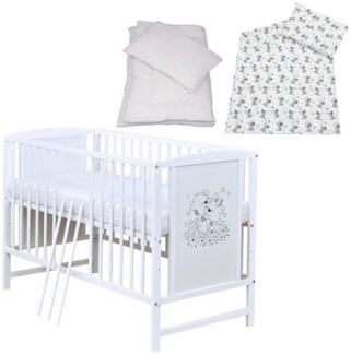 Baby-Delux Komplettbett Babybett Mia Komplettset, 7-tlg, Kinderbett 60x120 cm weiß, Bettset verschiedene Designs