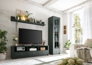 Ascot Wohnwand Anbauwand Mediawand 3-teilig grün Landhaus