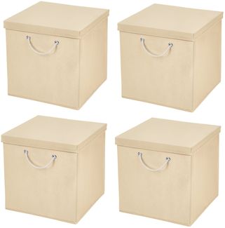 StickandShine Faltbox 4 Stück 30 x 30 x 30 cm Aufbewahrungsbox Stoffboxen Faltbox