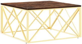 vidaXL Couchtisch Golden Edelstahl und Altholz Massiv 349974