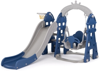 Chipolino Kinderrutsche, Schaukel, Basketballkorb, Ball, drei Stufen, ab 1 Jahr blau