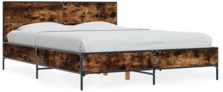 vidaXL Bettgestell Räuchereiche 135x190 cm Holzwerkstoff und Metall 3280029