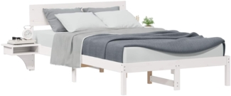 vidaXL Bettrahmen mit Kopfteil Weiß 135 x 190 cm Massives Kiefernholz 873455