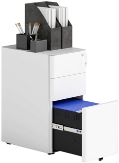 Vinsetto Rollcontainer mobiler Aktenschrank mit 3 Schubladen, (Bürocontainer, 1 St, mobiler Aktenschrank), für A4, Legal, Letter, Stahl, 30 x 45 x 59 cm Weiß