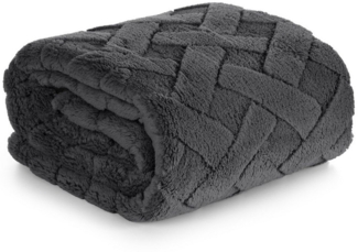 Wohndecke CARO Design91 Karierte Kuscheldecke ideales Geschenk Weiche warme Decke 70x160 cm stahl