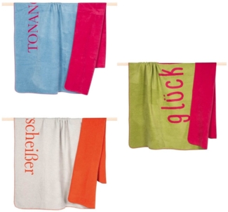 pad Wohndecke, Mischgewebe, 150x200 cm, Letters Glücklich Grün