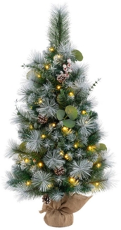COSTWAY Künstlicher Weihnachtsbaum, 90cm, 30 warmweiße LEDs, mit Timer, Grün